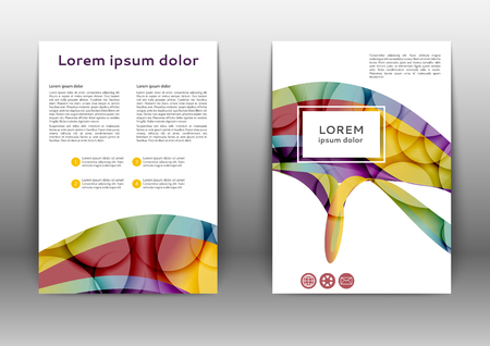 Color brochure template with abstract lines and waves のイラスト素材