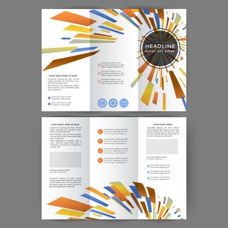 Color tri fold business brochure design template with geometric elements のイラスト素材