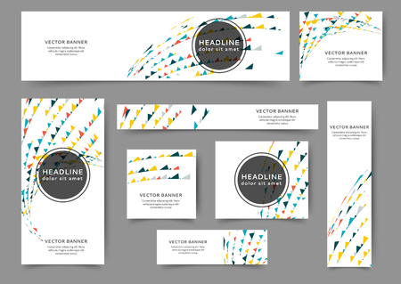 Set of web banner templates for your site or blog with geometric elements. Different sizesのイラスト素材