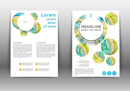 Color brochure template with abstract lines and waves のイラスト素材