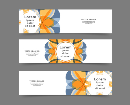 Set of abstract web banner templates with floral backgroundのイラスト素材