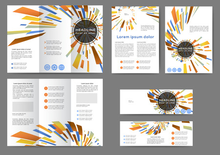 Set of color abstract brochure template with geometric elements のイラスト素材