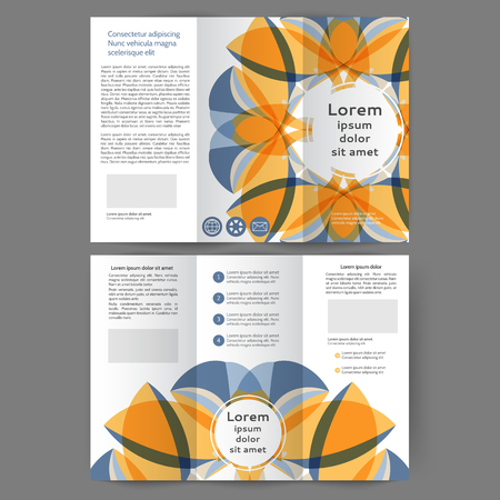  Color tri fold business brochure design with abstract floral backgroundのイラスト素材