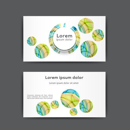Color business card template with abstract lines and wavesのイラスト素材