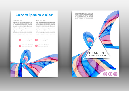 Color brochure template with abstract lines and waves のイラスト素材