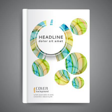 Color template book cover with abstract lines and wavesのイラスト素材