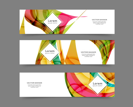 Set of web banner templates for your site or blog with abstract lines and wavesのイラスト素材