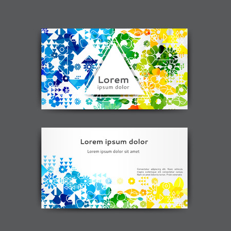 Color business card template with abstract lines and wavesのイラスト素材