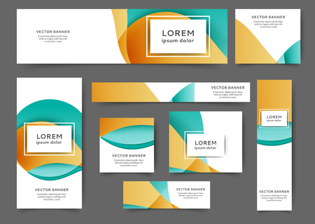 Set of web banner templates for your site or blog with abstract lines and waves. Different sizesのイラスト素材