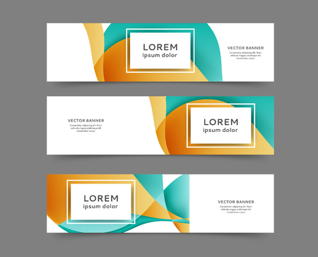 Set of web banner templates for your site or blog with abstract lines and wavesのイラスト素材