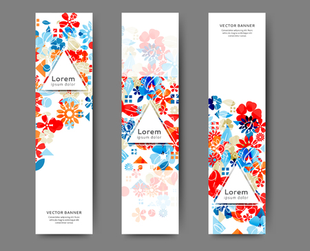 Set of abstract web banner templates for your site or blog with floral backgroundのイラスト素材