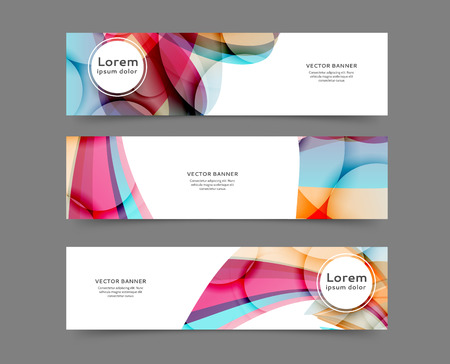 Set of web banner templates for your site or blog with abstract lines and wavesのイラスト素材