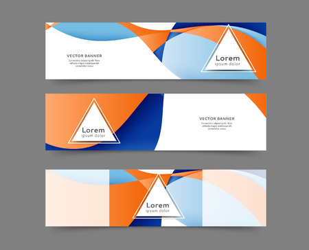 Set of web banner templates for your site or blog with abstract lines and wavesのイラスト素材