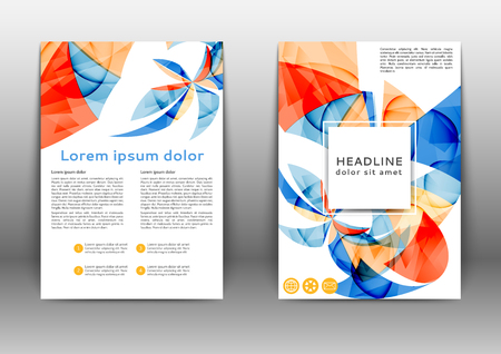 Color brochure template with abstract lines and wavesのイラスト素材