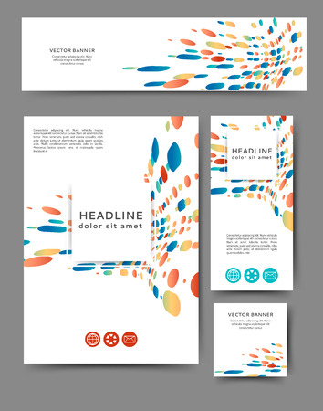 Set of advertising flyers and banners with abstract geometric elementsのイラスト素材