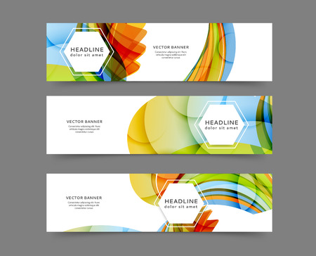 Set of abstract web banner templates for your site or blog with abstract lines and wavesのイラスト素材