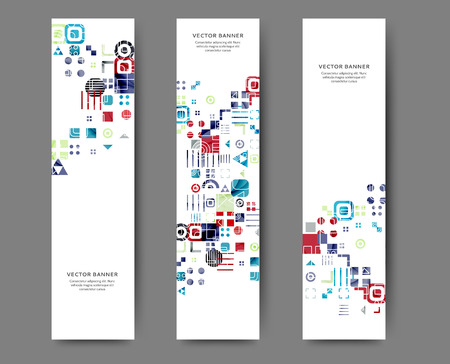 Set of abstract web banner templates for your site or blog with geometric elementsのイラスト素材
