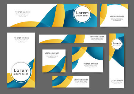Set of abstract web banner templates for your site or blog with abstract lines and waves. Different sizesのイラスト素材