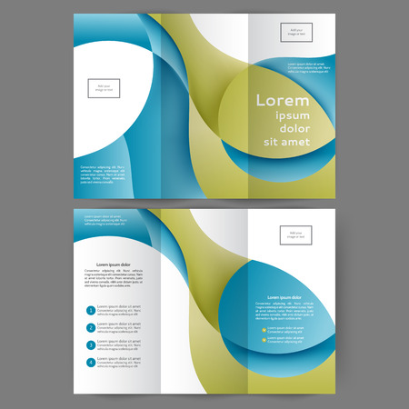 Color tri fold business brochure design template with abstract lines and wavesのイラスト素材