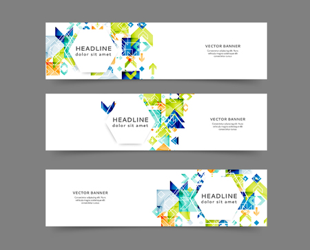Set of abstract web banner templates for your site or blog with geometric elementsのイラスト素材