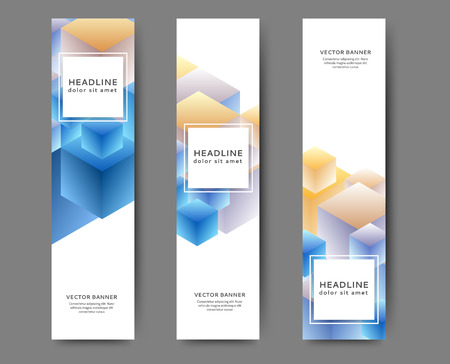 Set of abstract web banner with abstract cubesのイラスト素材