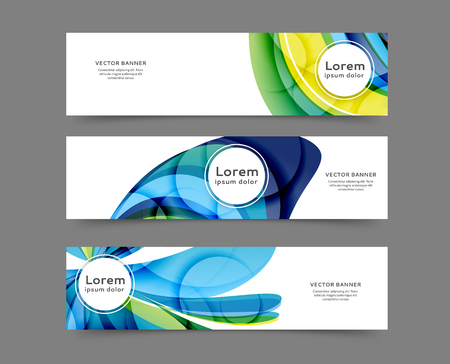 Set of abstract web banner templates for your site or blog with abstract lines and wavesのイラスト素材
