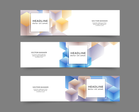 Set of abstract web banner with abstract cubesのイラスト素材