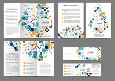 Set of color abstract brochure template with geometric elementsのイラスト素材