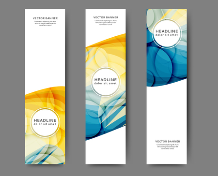 Set of abstract web banner templates with abstract lines and waves. Different sizesのイラスト素材