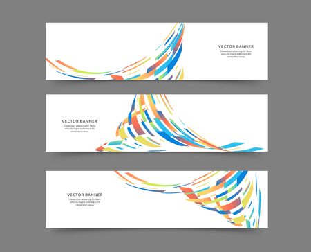 Set of abstract web banner templates with geometric elements background. Different sizesのイラスト素材