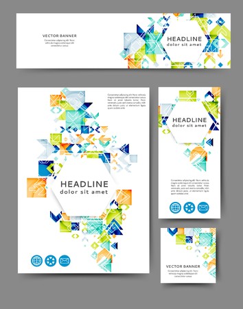 Flyer set geometricのイラスト素材