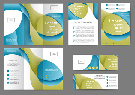 Set of color abstract brochure template with abstract lines and wavesのイラスト素材