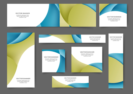 Set of abstract web banner templates with abstract lines and waves. Different sizesのイラスト素材