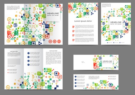 Set of color abstract brochure template with geometric elementsのイラスト素材