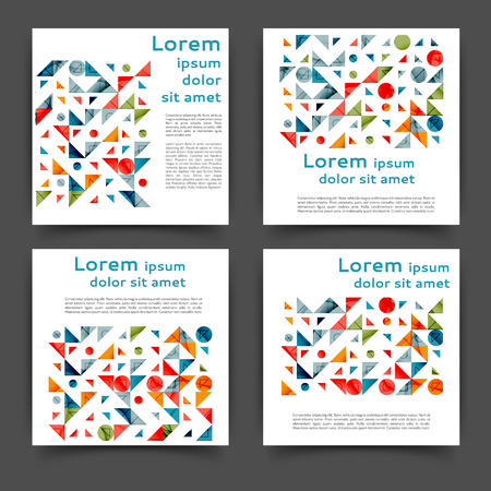Set of square color brochures, book template with geometric elementsのイラスト素材