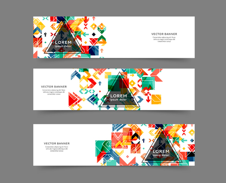 Set of abstract web banner templates with geometric elements backgroundのイラスト素材