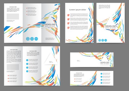 Set of color abstract brochure template with geometric elementsのイラスト素材