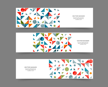 Set of abstract web banner templates with geometric elements background