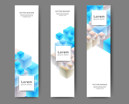 Set of abstract web banner templates with geometric elements backgroundのイラスト素材