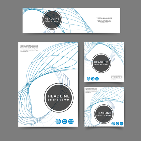 Set of color abstract brochure and banner template with geometric elementsのイラスト素材