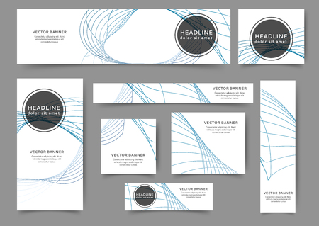 Set of abstract web banner templates with geometric elements background. Different sizes
のイラスト素材