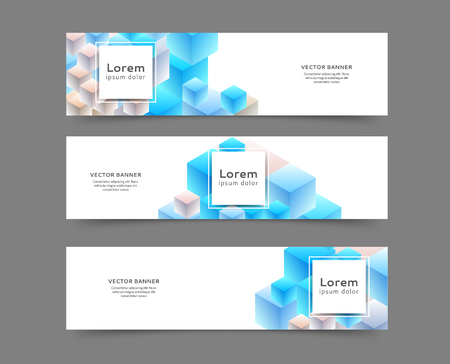 Set of abstract web banner templates with geometric elements backgroundのイラスト素材