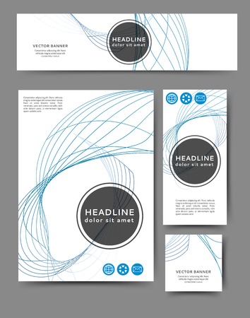 Set of advertising flyers and banners with abstract geometric elementsのイラスト素材