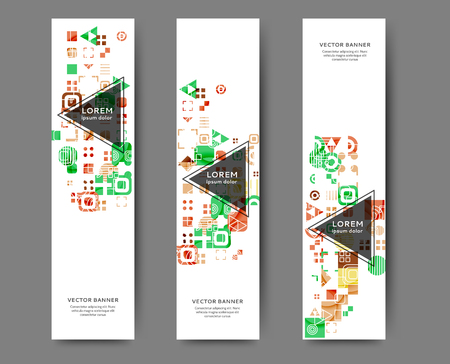 Set of abstract web banner templates with geometric elements backgroundのイラスト素材