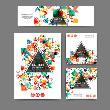 Set of color abstract brochure and banner template with geometric elementsのイラスト素材