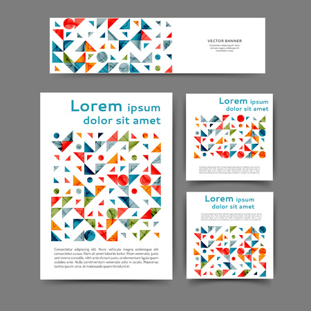 Set of color abstract brochure and banner template with geometric elementsのイラスト素材