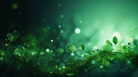 Green medical abstract background with plants and biochemistry structureの素材