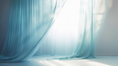 Abstract blue background with soft transparent curtainの素材