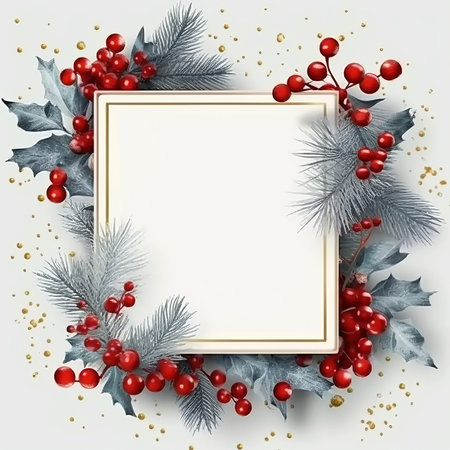 Winter holiday square template with christmas decorationの素材