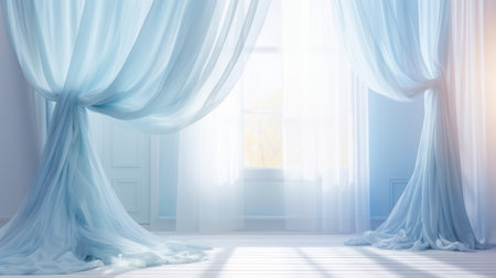 Abstract blue background with soft transparent curtainの素材